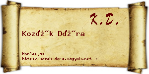 Kozák Dóra névjegykártya